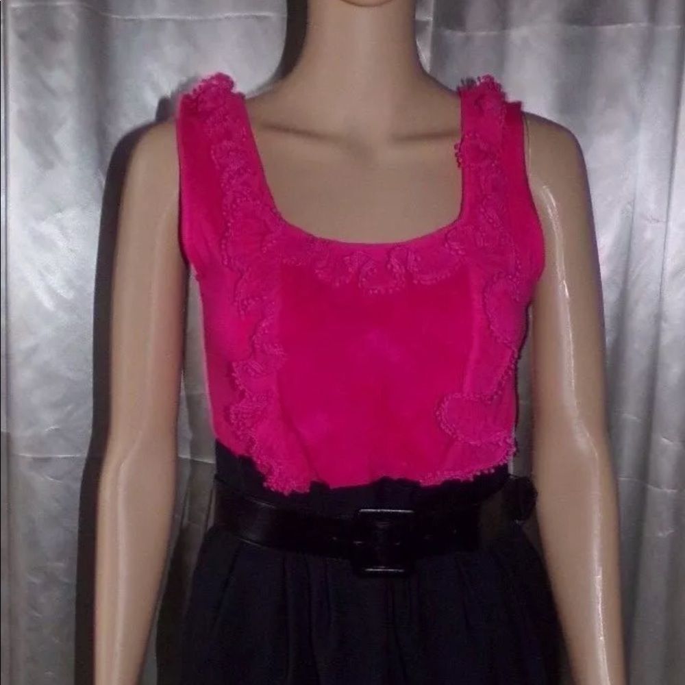 TCEC Hot Pink Ruffle Belted Dress sz.M